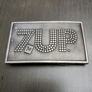VINTAGE 7-UP SODA FOUNTAIN BOTTLE OPENER BERGAMONT Brass BELT BUCKLE